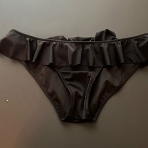 Black ruffled bathing suit bottom